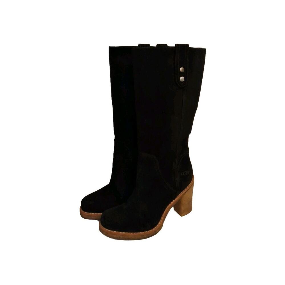 Womens UGG Josie size 7 black Suede Leather Tall Boots